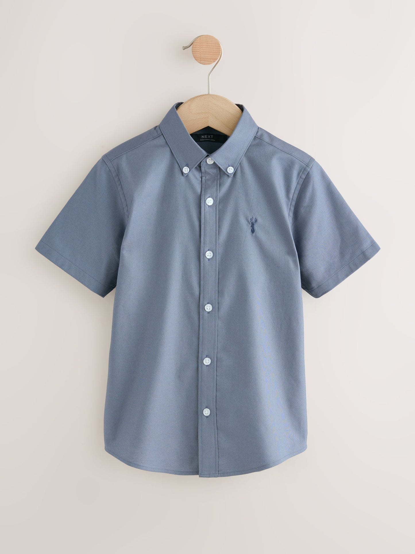 Dsiney Kidz - Airforce Blue Logo Short Sleeve Cotton Rich Oxford Shirt (3-16yrs) image 5