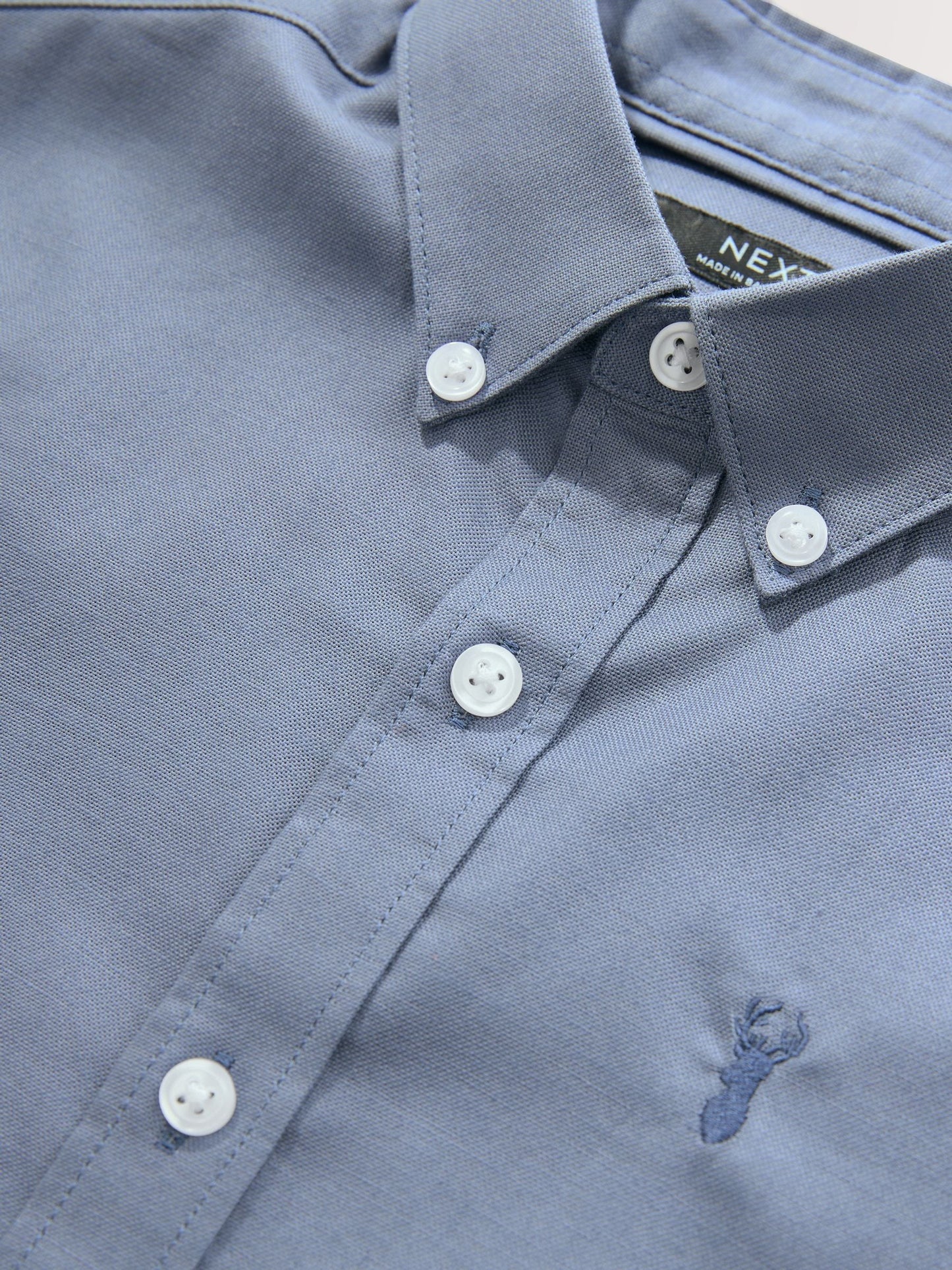 Dsiney Kidz - Airforce Blue Logo Short Sleeve Cotton Rich Oxford Shirt (3-16yrs) image 7