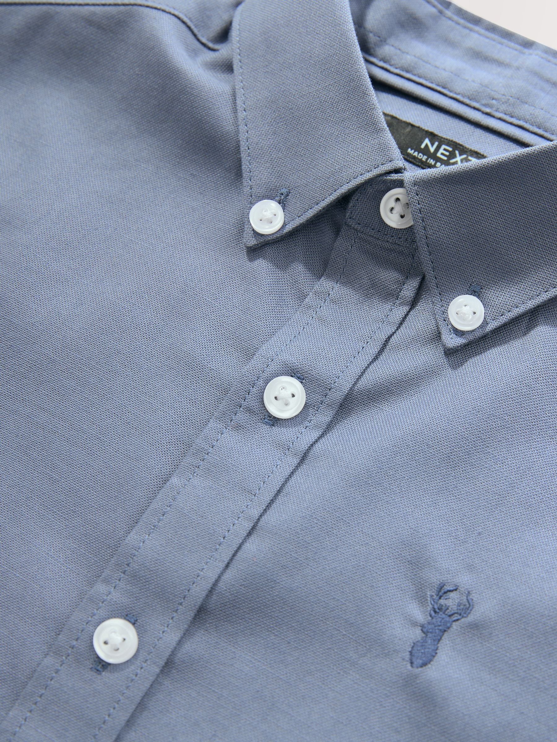 Dsiney Kidz - Airforce Blue Logo Short Sleeve Cotton Rich Oxford Shirt (3-16yrs) image 7