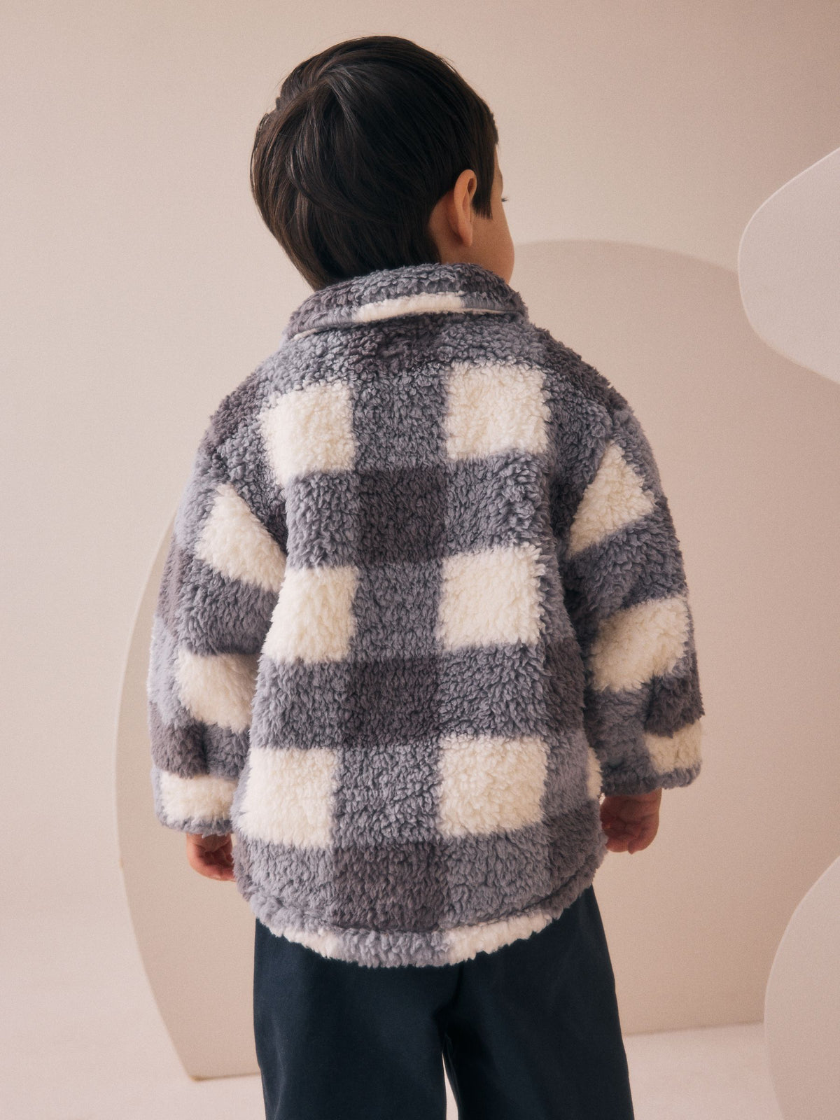 Dsiney Kidz - Grey Checkerboard Borg Fleece Shacket (3mths-7yrs) image 2