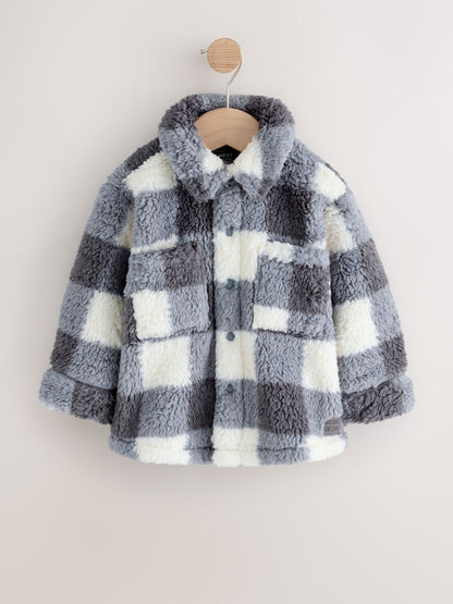 Dsiney Kidz - Grey Checkerboard Borg Fleece Shacket (3mths-7yrs) image 4