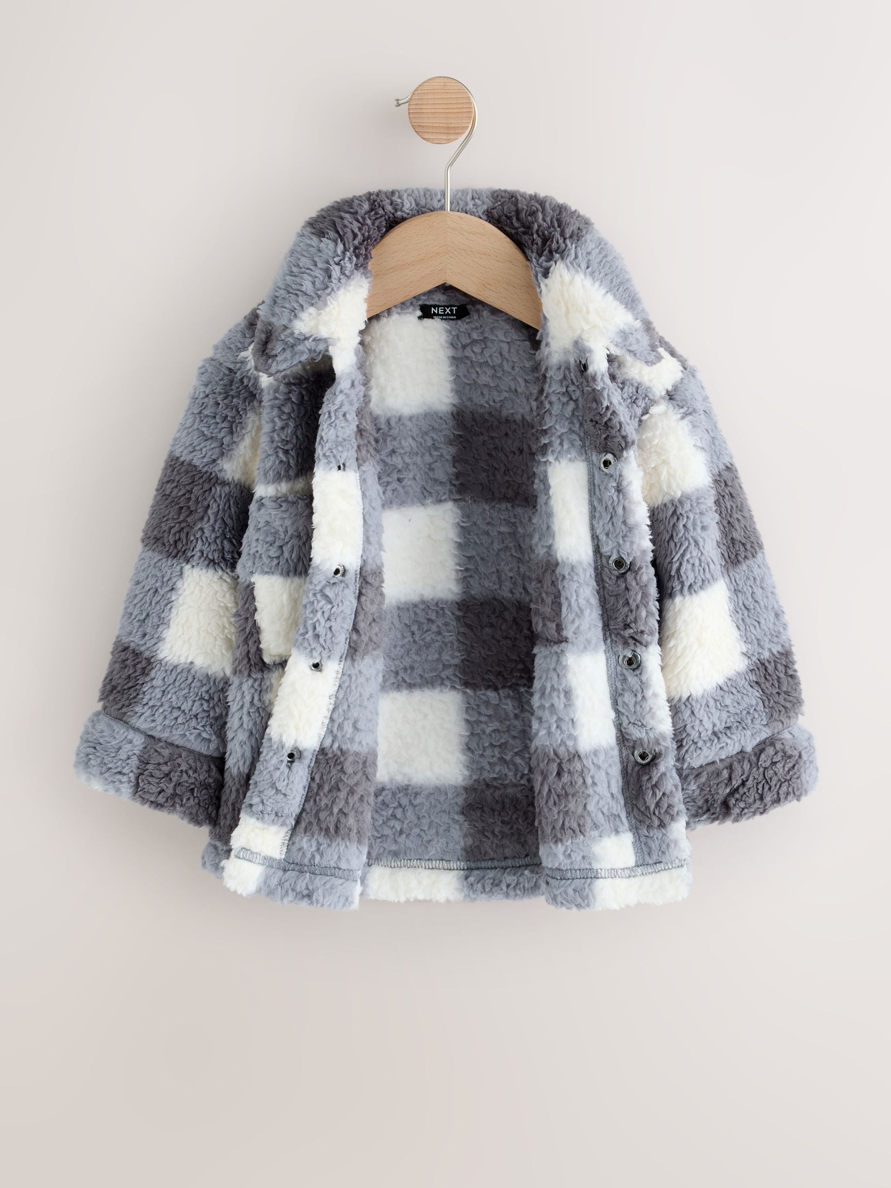 Dsiney Kidz - Grey Checkerboard Borg Fleece Shacket (3mths-7yrs) image 6