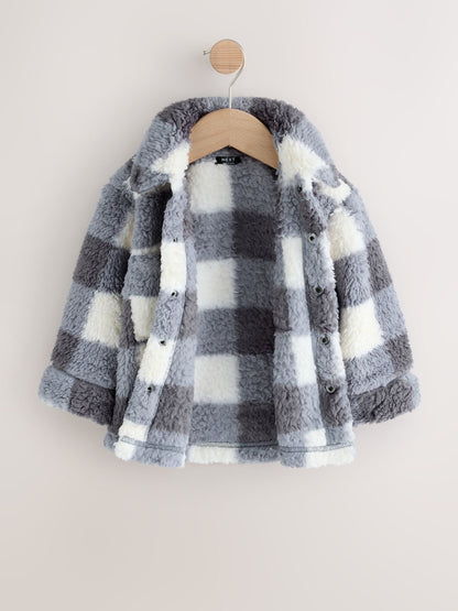 Dsiney Kidz - Grey Checkerboard Borg Fleece Shacket (3mths-7yrs) image 6