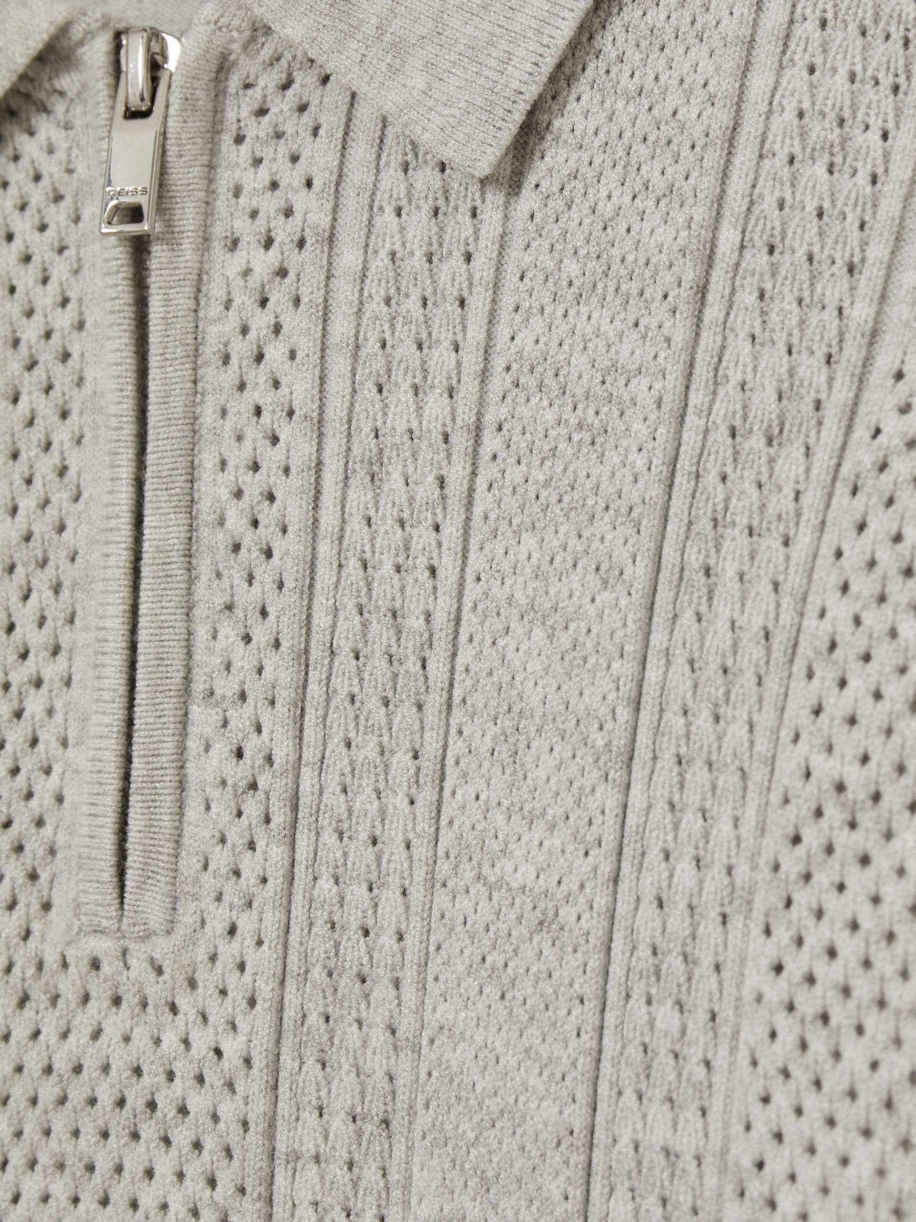 Dsiney Kidz - Reiss Grey Melange Texas 3-9 yrs Textured-Knit Half-Zip Polo Shirt image 4