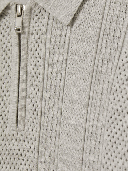 Dsiney Kidz - Reiss Grey Melange Texas 3-9 yrs Textured-Knit Half-Zip Polo Shirt image 4
