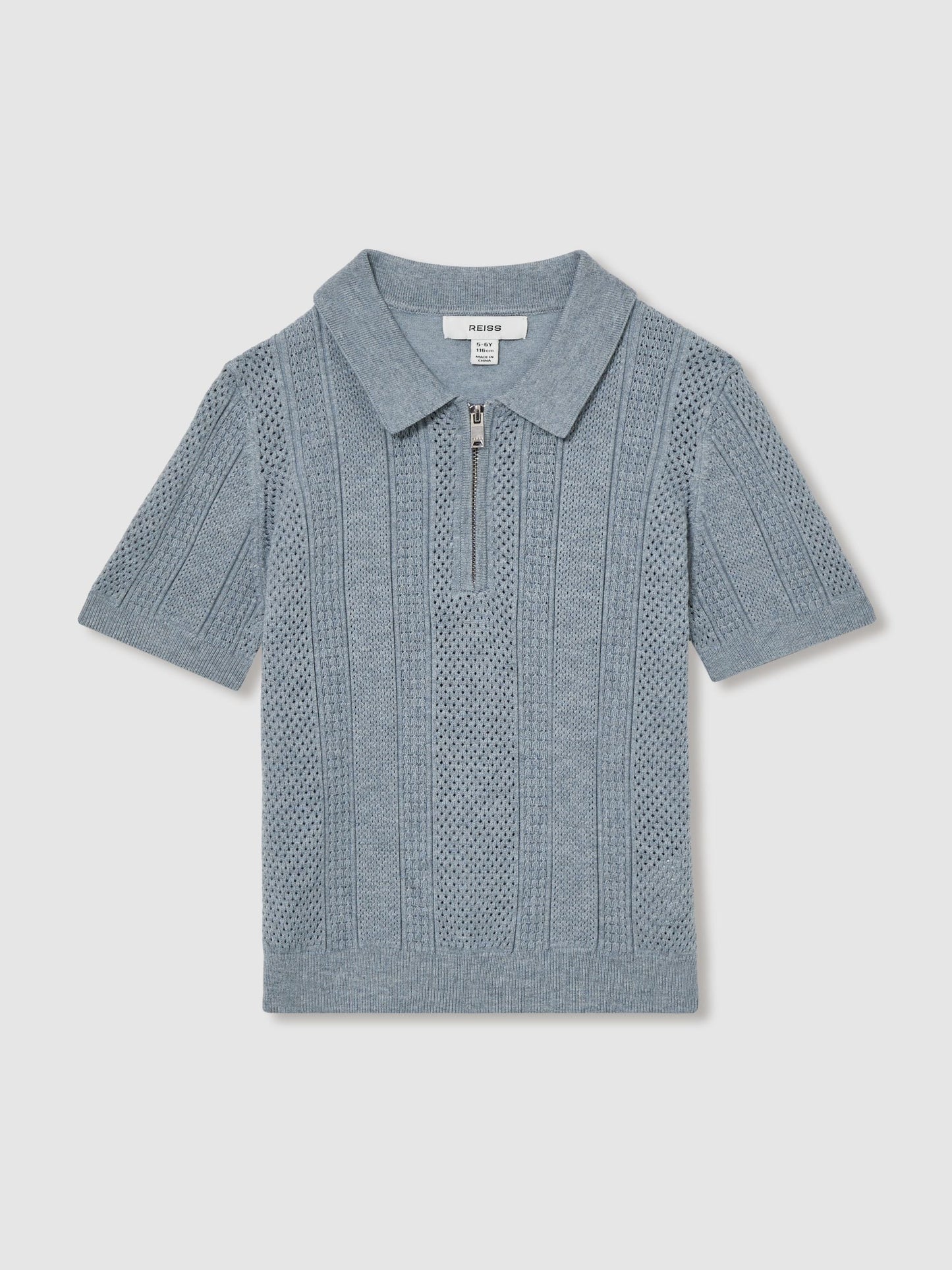 Dsiney Kidz - Reiss Airforce Blue Texas 3-9 yrs Textured-Knit Half-Zip Polo Shirt image 2