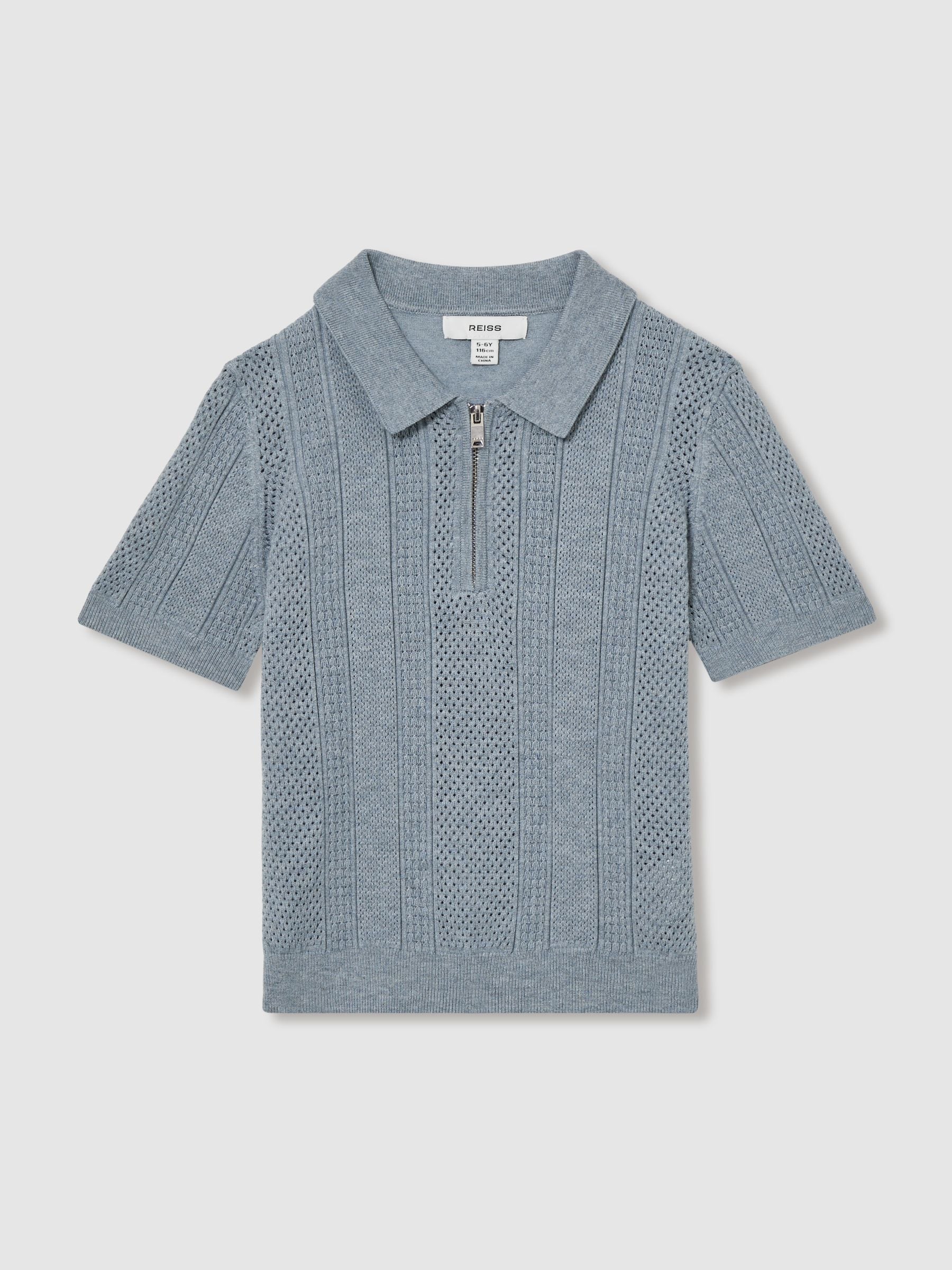 Dsiney Kidz - Reiss Airforce Blue Texas 3-9 yrs Textured-Knit Half-Zip Polo Shirt image 2
