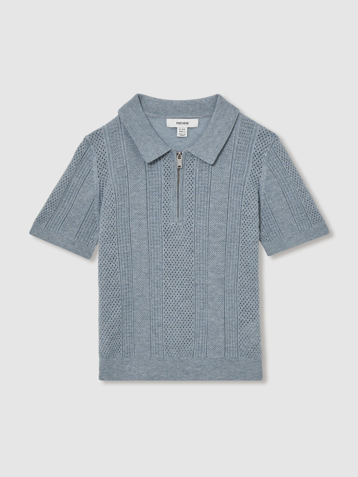 Dsiney Kidz - Reiss Airforce Blue Texas 3-9 yrs Textured-Knit Half-Zip Polo Shirt image 2