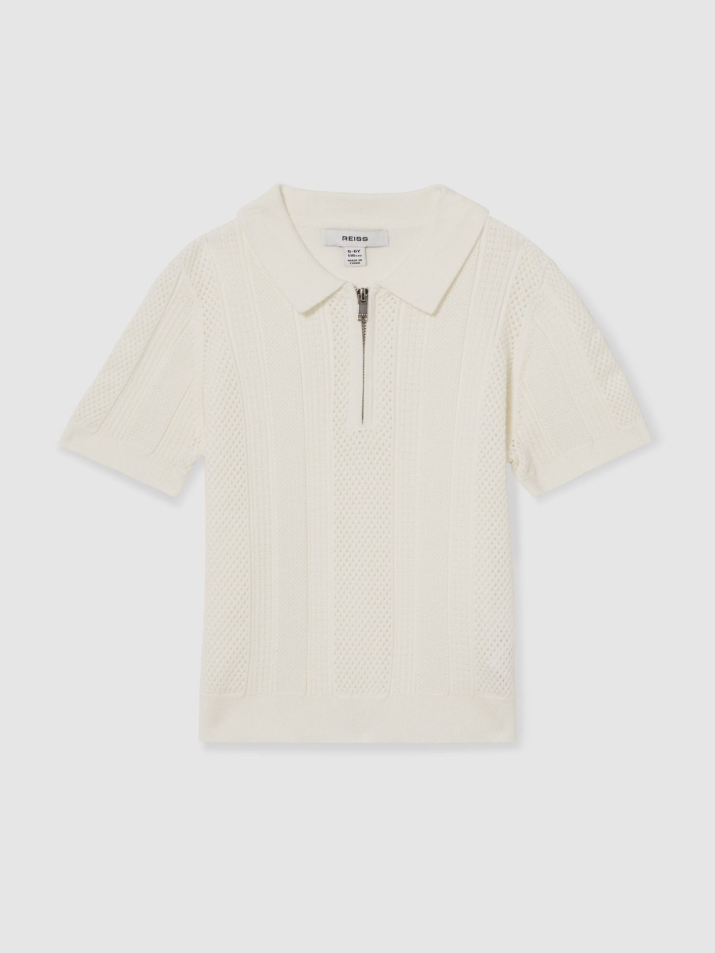 Dsiney Kidz - Reiss Optic White Texas 3-9 yrs Textured-Knit Half-Zip Polo Shirt image 2