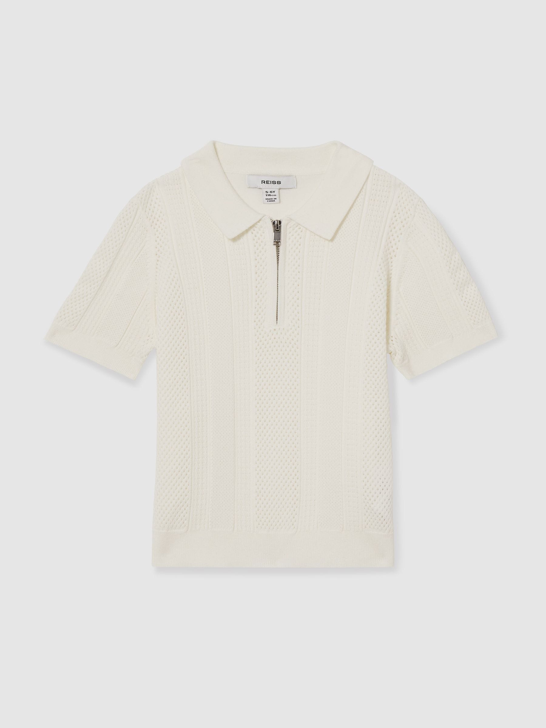 Dsiney Kidz - Reiss Optic White Texas 3-9 yrs Textured-Knit Half-Zip Polo Shirt image 2