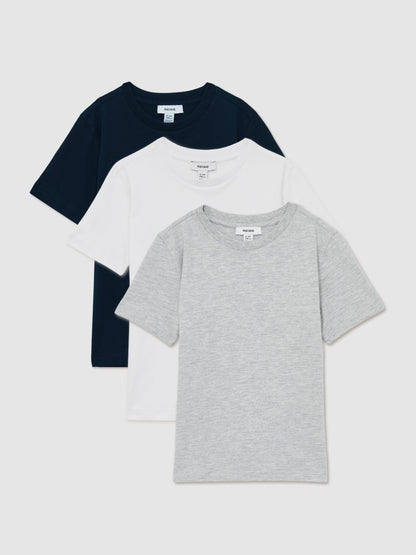 Dsiney Kidz - Reiss White/Navy/Soft Grey Honor 3 Pack 9-13 yrs Cotton Crew-Neck T-Shirts 3 Pack image 2