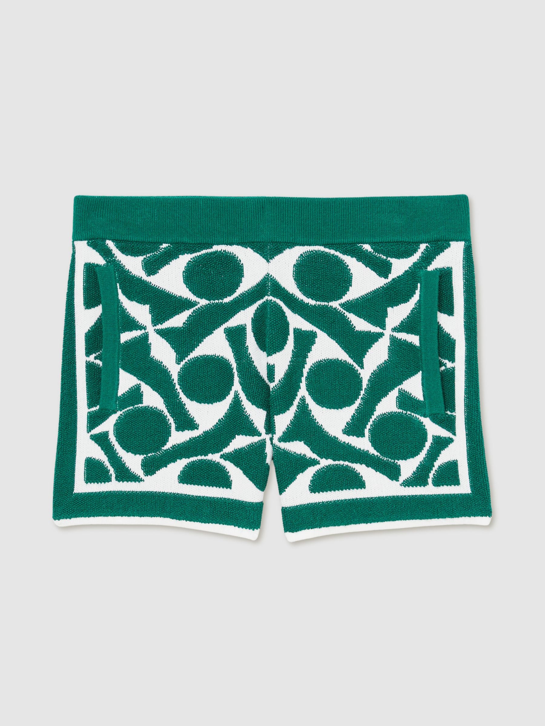 Dsiney Kidz - Reiss Green/White Vounder 3-9 yrs Abstract-Pattern Towelling Shorts image 2