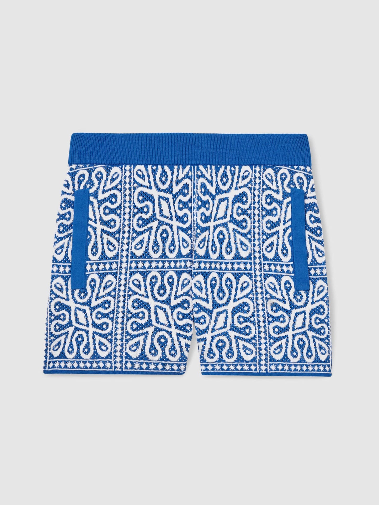Dsiney Kidz - Reiss Blue/White Redhill 3-9 yrs Tile Pattern Knit Shorts image 2