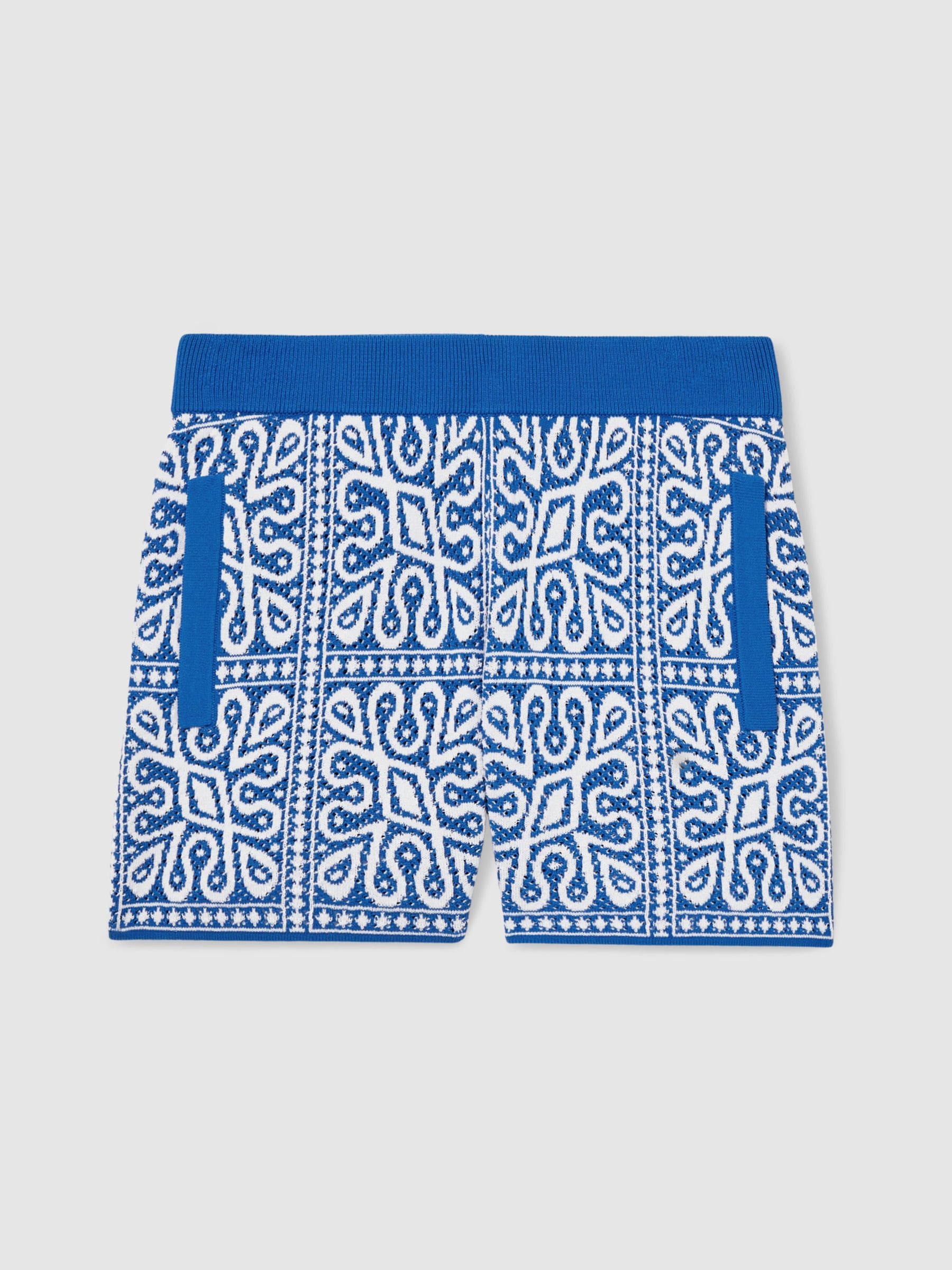 Dsiney Kidz - Reiss Blue/White Redhill 3-9 yrs Tile Pattern Knit Shorts image 2