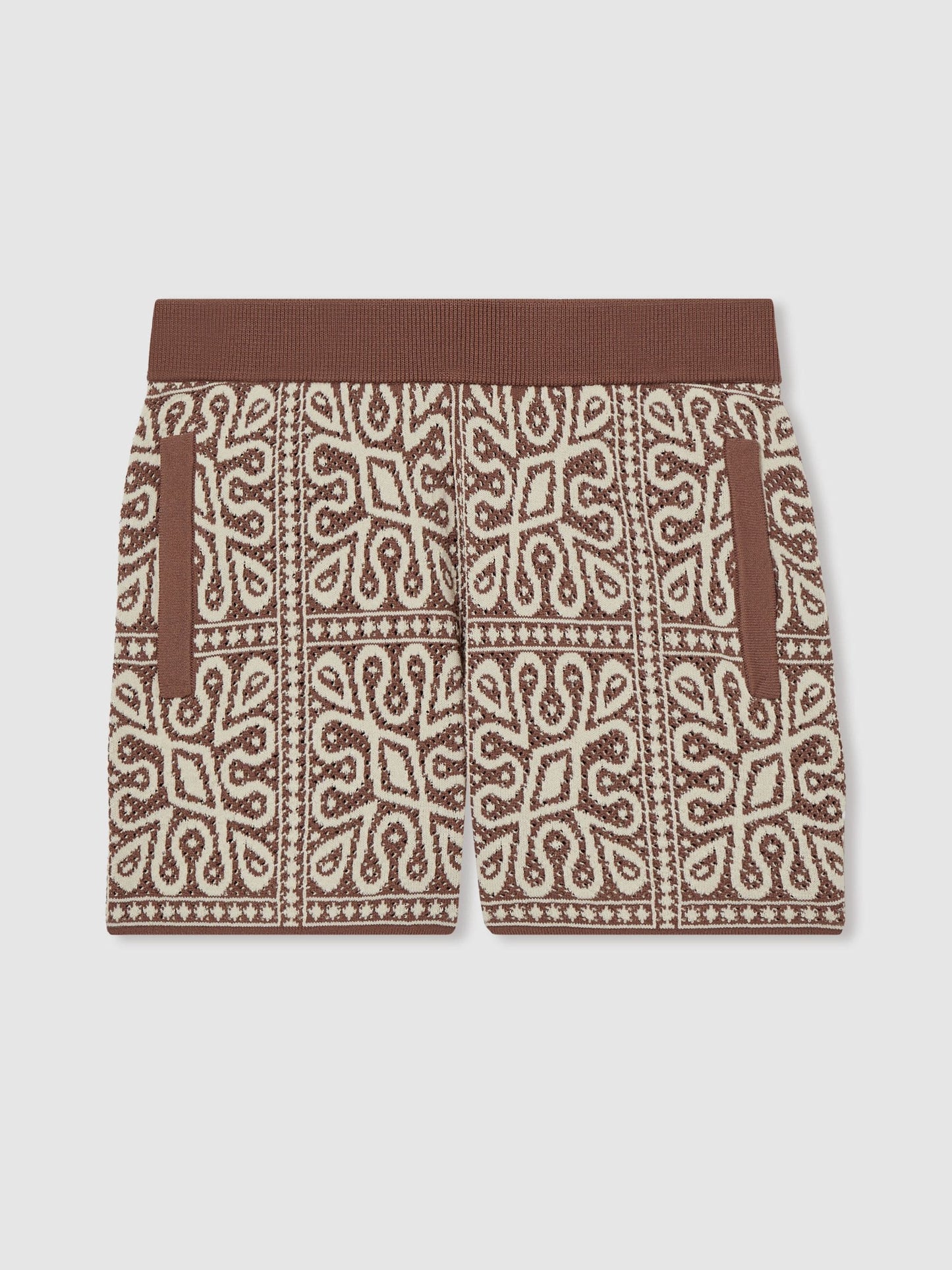 Dsiney Kidz - Reiss Brown/Off White Redhill 3-9 yrs Tile Pattern Knit Shorts image 2