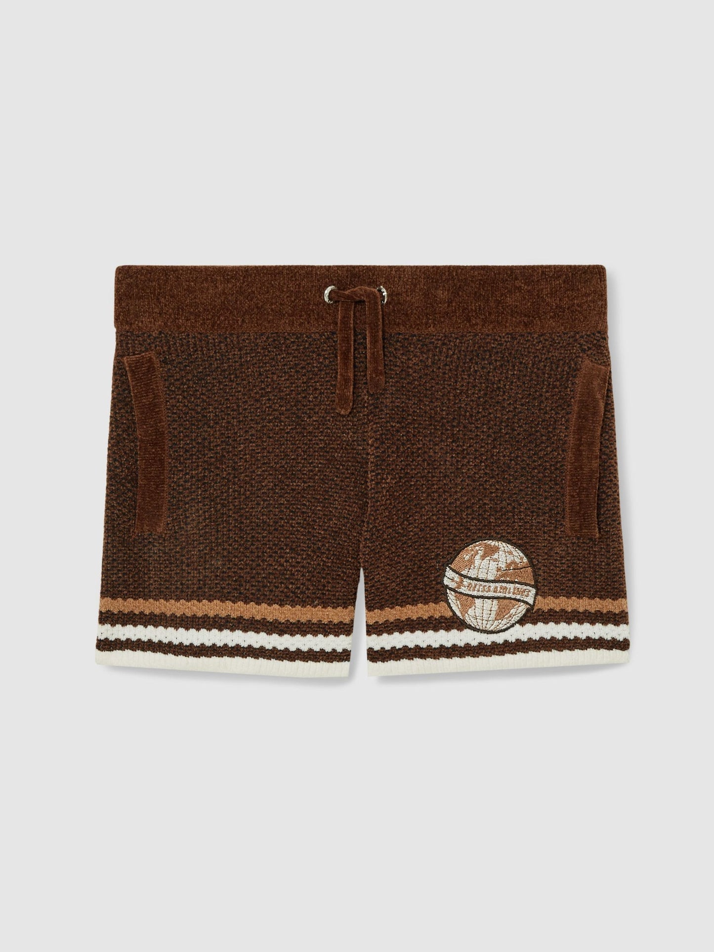 Dsiney Kidz - Reiss Brown/Taupe Brown/White Pete 3-9 yrs Chenille Airlines Embroidery Shorts image 2
