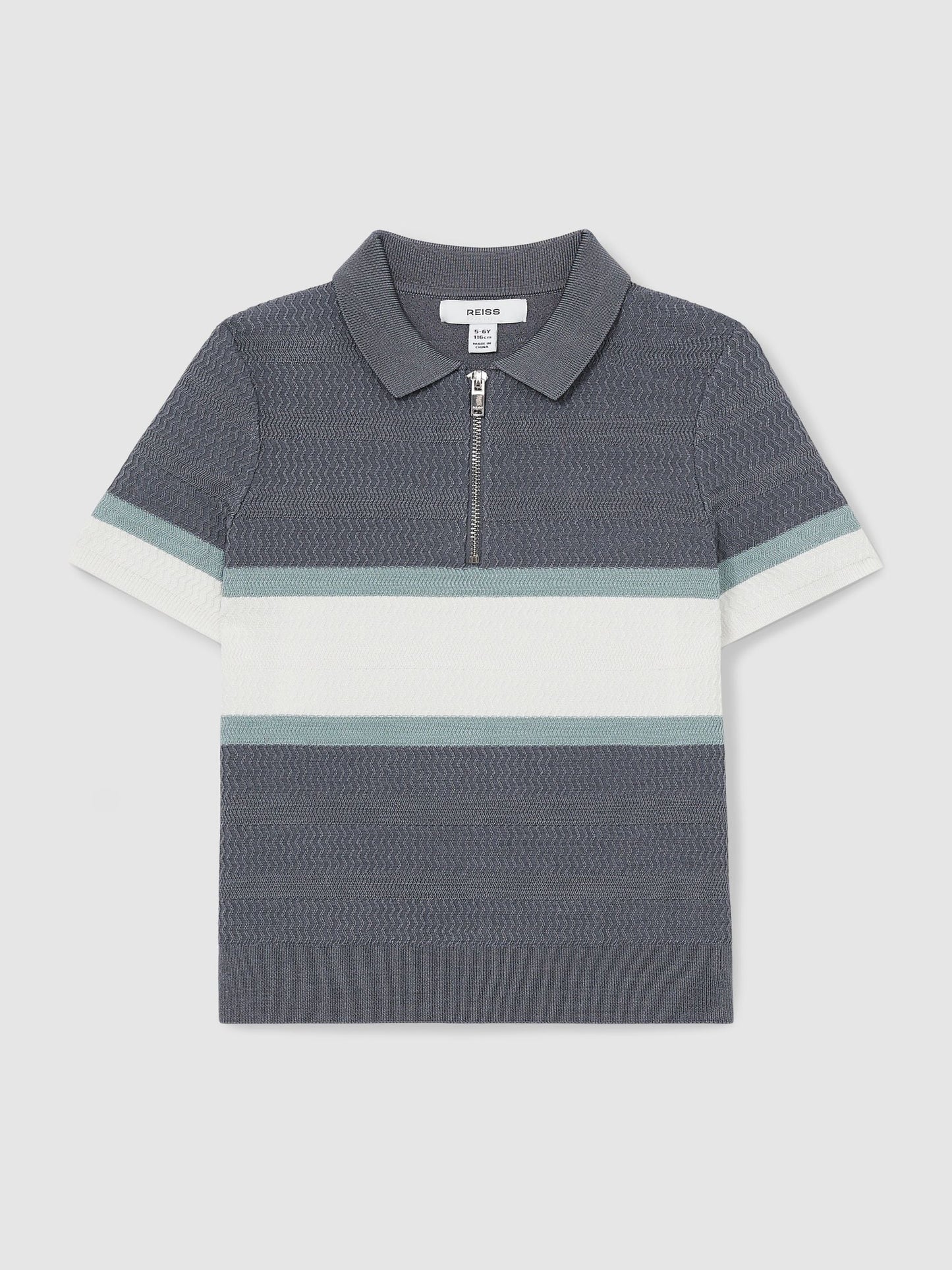 Dsiney Kidz - Reiss Airforce Blue Grove 3-9 yrs Textured Colour-Block Polo Shirt image 2