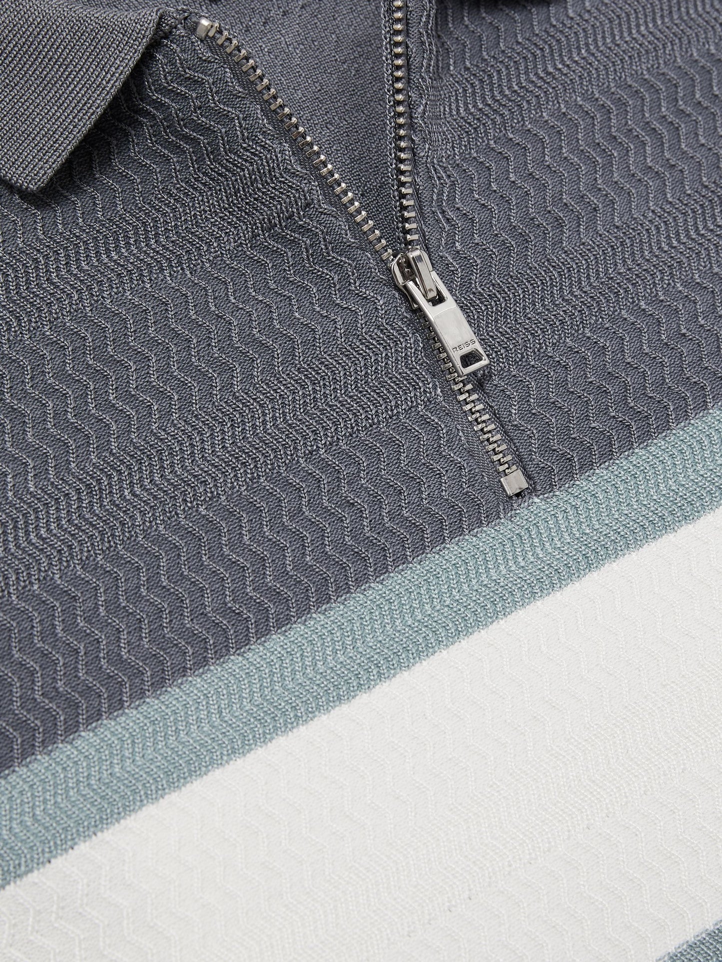 Dsiney Kidz - Reiss Airforce Blue Grove 3-9 yrs Textured Colour-Block Polo Shirt image 4