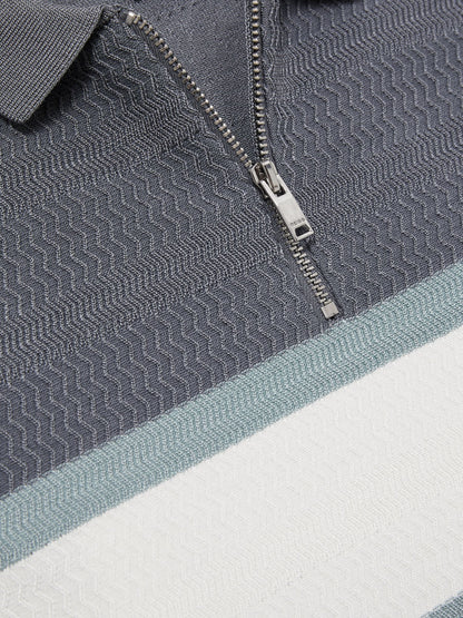 Dsiney Kidz - Reiss Airforce Blue Grove 3-9 yrs Textured Colour-Block Polo Shirt image 4