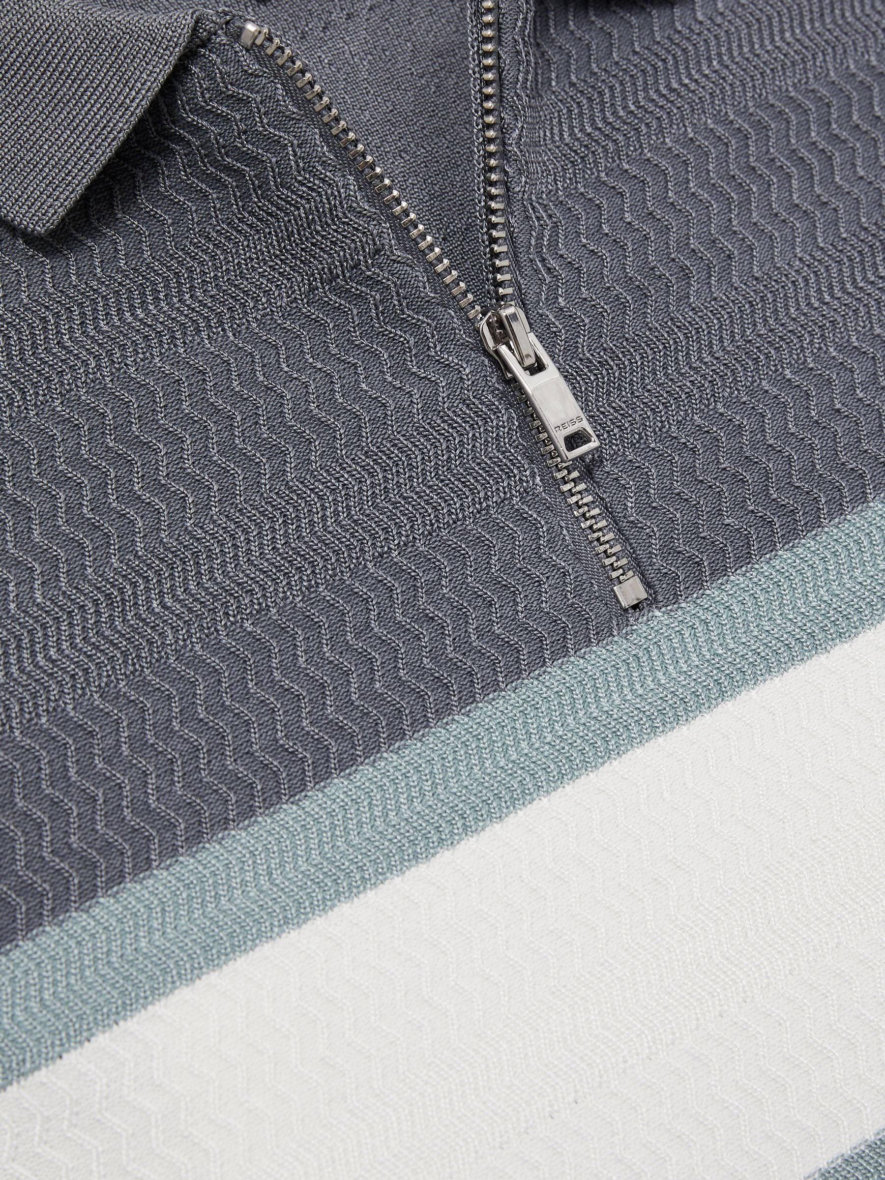 Dsiney Kidz - Reiss Airforce Blue Grove 9-13 yrs Textured Colour-Block Polo Shirt image 4