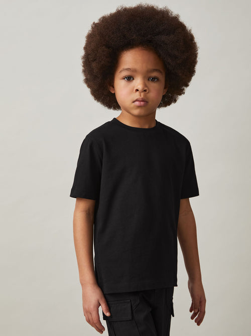 Reiss Black Honor 9-13 yrs Cotton Crew-Neck T-Shirt image 1