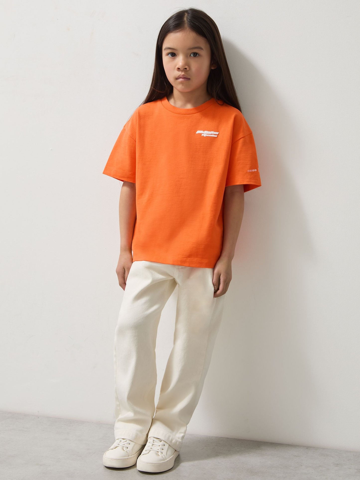 Dsiney Kidz - Reiss Papaya Nakata 3-9 yrs McLaren F1 Team Oversize Logo T-Shirt Unisex Fit image 4