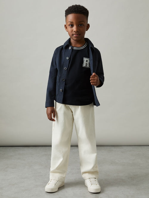 Reiss Navy Palmers 3-9 yrs Cotton Letter Patch T-Shirt image 1