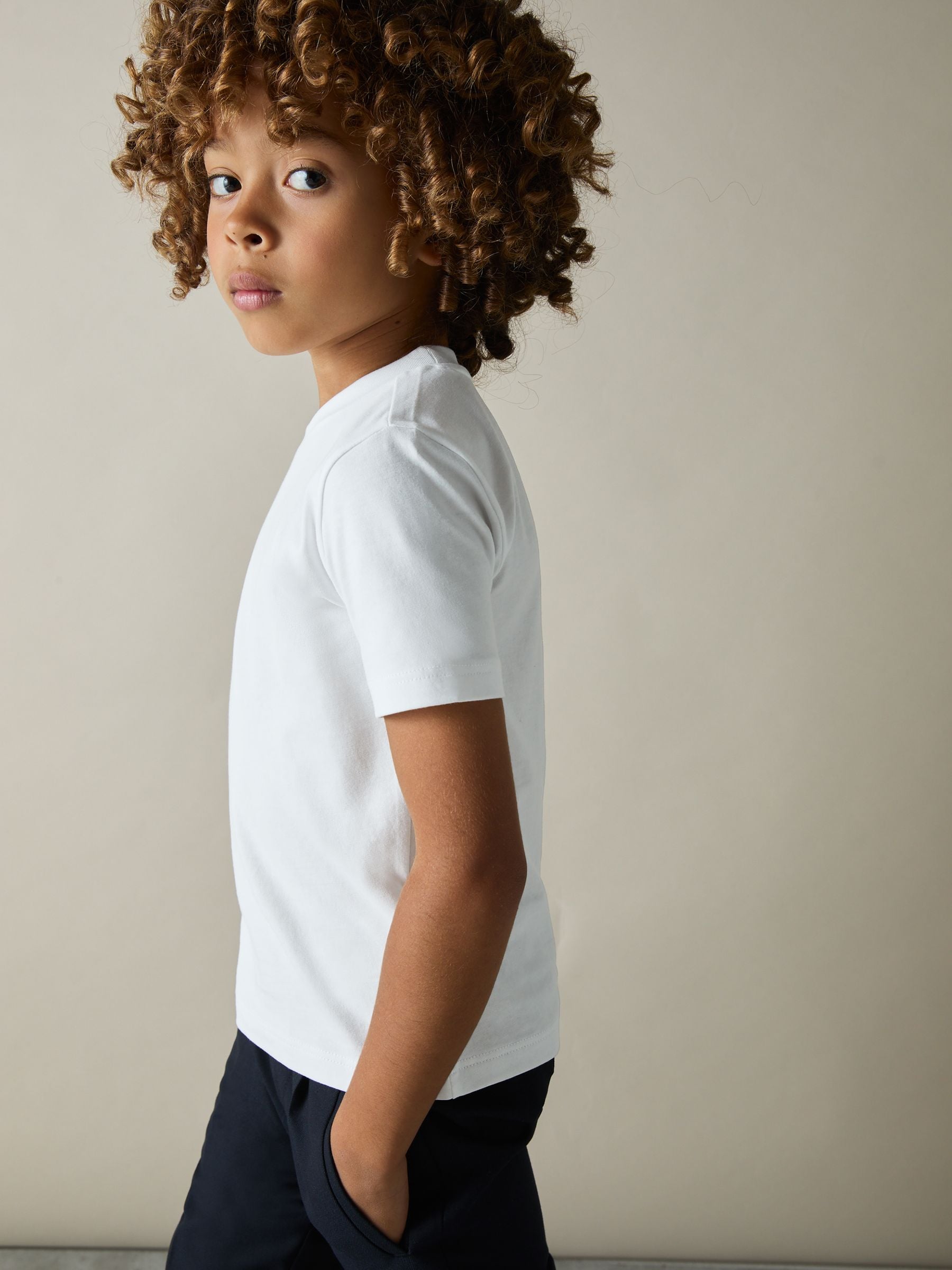 Dsiney Kidz - Reiss White Honor 9-13 yrs Cotton Crew-Neck T-Shirt image 3