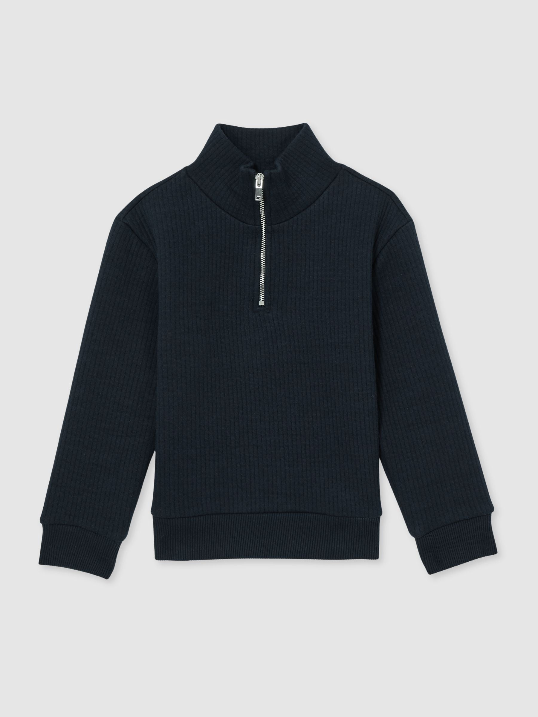Dsiney Kidz - Reiss Navy Ashby 3-9 yrs Cotton-Blend Half-Zip Funnel-Neck Jumper image 2