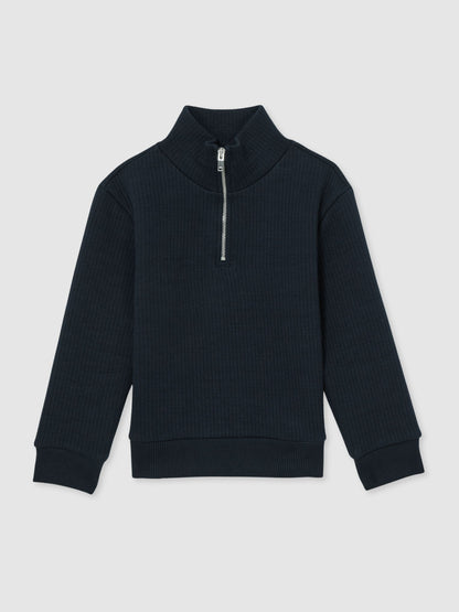 Dsiney Kidz - Reiss Navy Ashby 3-9 yrs Cotton-Blend Half-Zip Funnel-Neck Jumper image 2