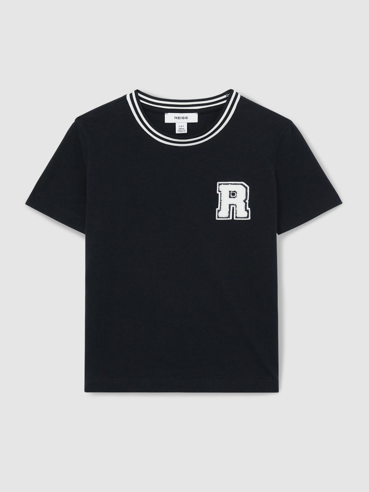Reiss Navy Palmers 9-13 yrs Cotton Letter Patch T-Shirt image 2
