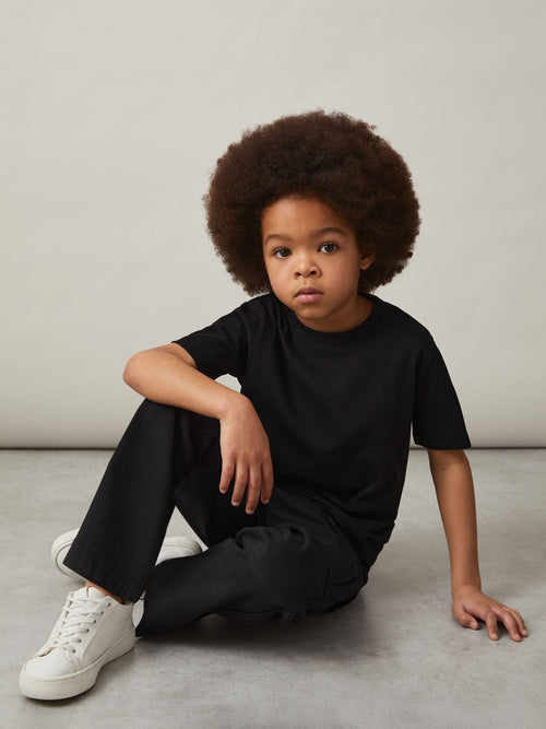 Reiss Black Honor 3-9 yrs Cotton Crew-Neck T-Shirt image 1