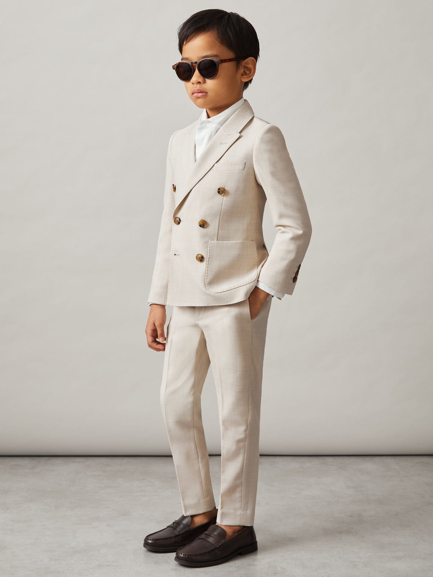 Reiss Stone Belmont 3-9 yrs Slim-Fit Trousers With Wool image 1