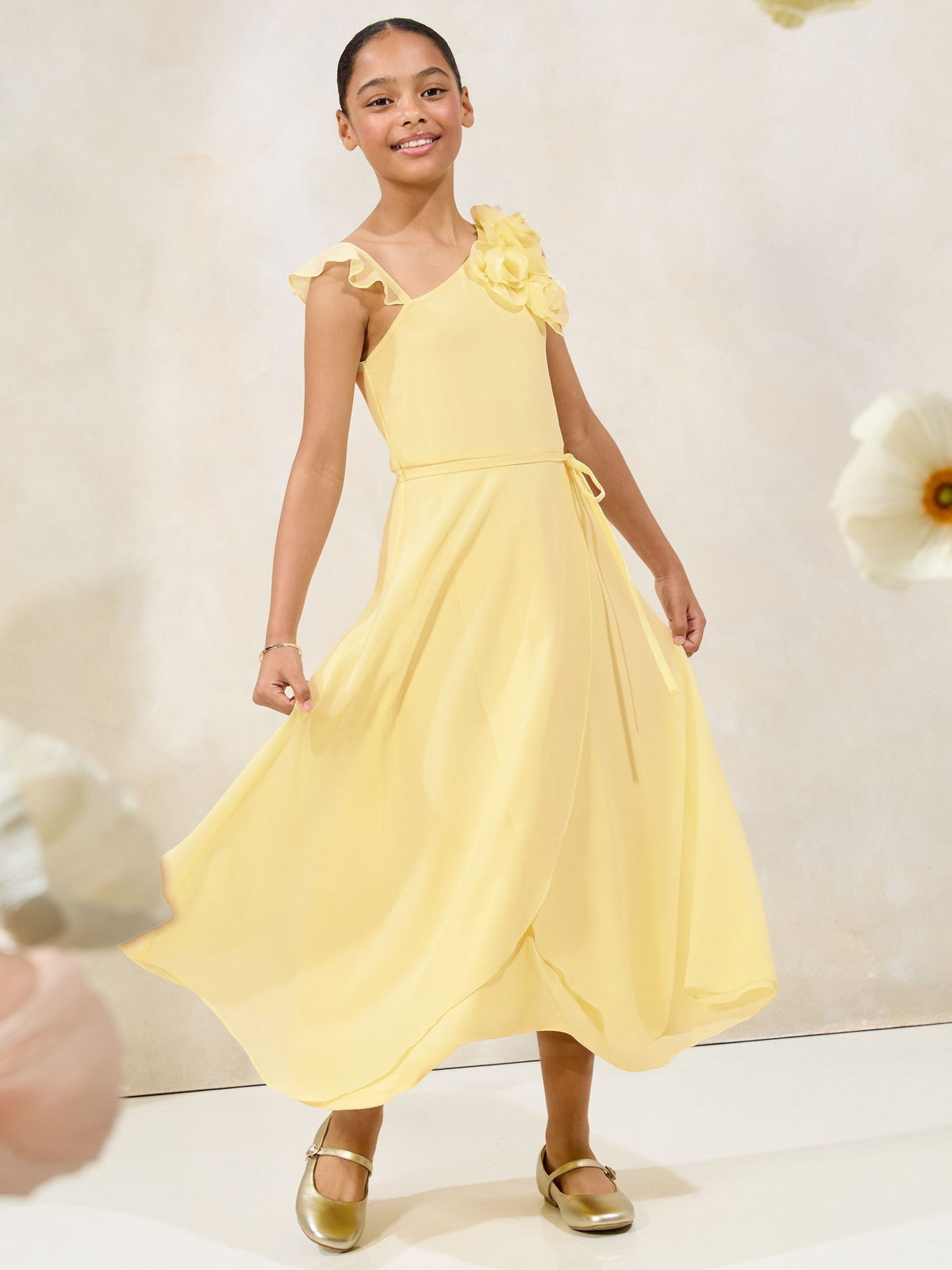 Lipsy Buttermilk Yellow Teen One Shoulder Corsage Occasion Dress (10-16yrs) - image 1