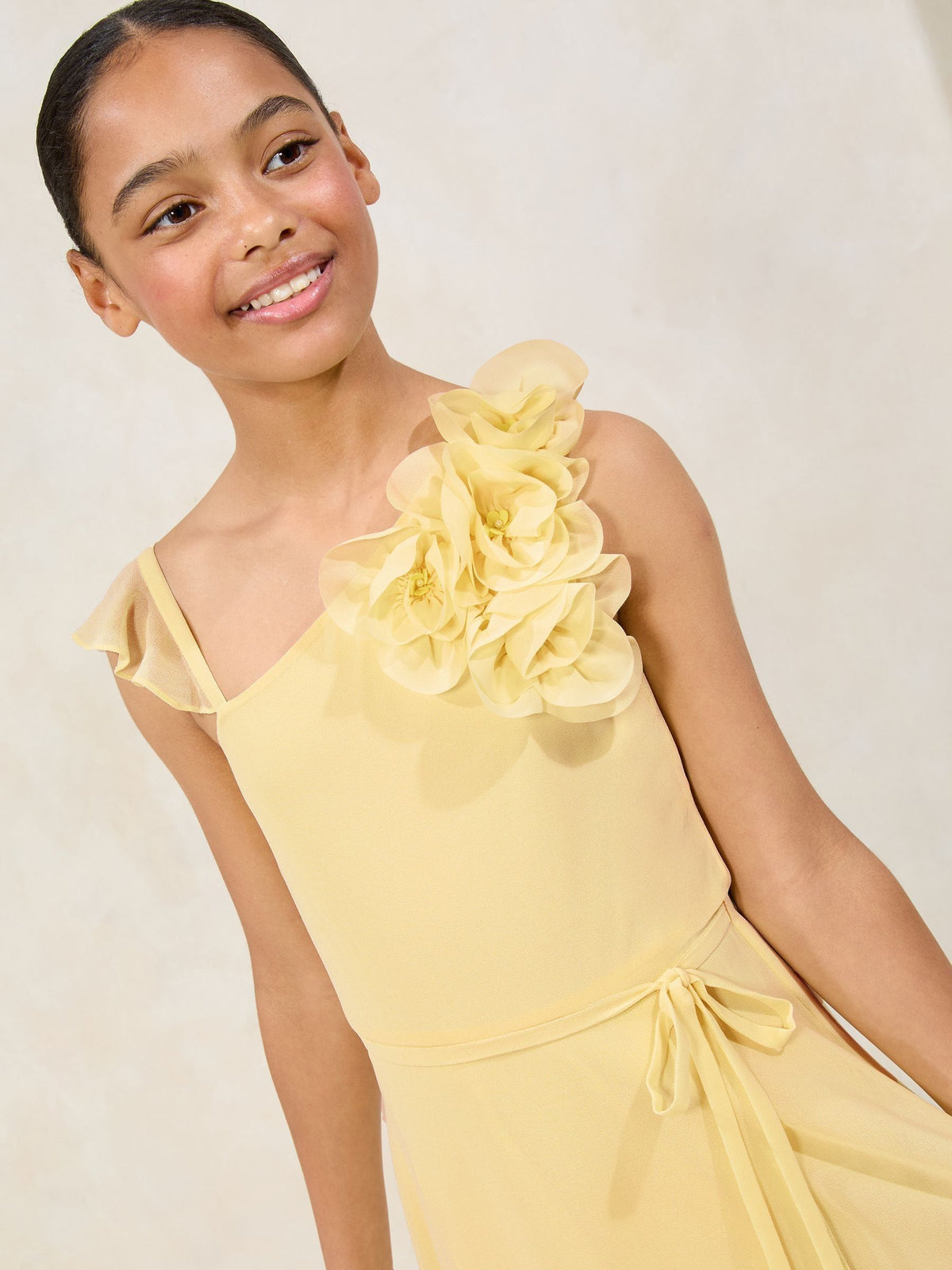 Lipsy Buttermilk Yellow Teen One Shoulder Corsage Occasion Dress (10-16yrs) - image 3