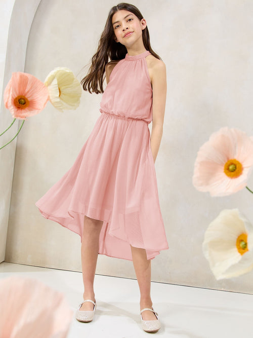 Dsiney Kidz - Lipsy Pink Halter Bubble Waist Occasion Dress (7-16yrs) image 1