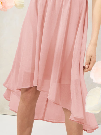 Lipsy Pink Halter Bubble Waist Occasion Dress (7-16yrs) image 4