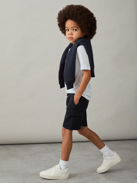 Reiss Navy Oliver 3-9 yrs Premium Interlock-Jersey Cargo Shorts image 1