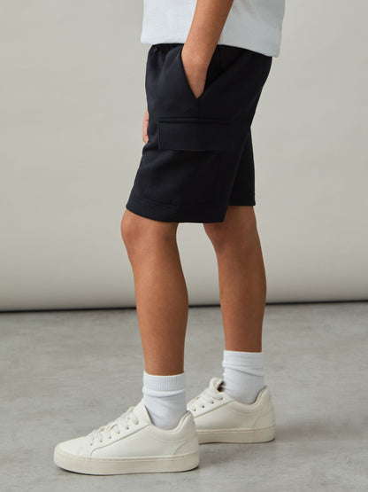 Reiss Navy Oliver 3-9 yrs Premium Interlock-Jersey Cargo Shorts image 3