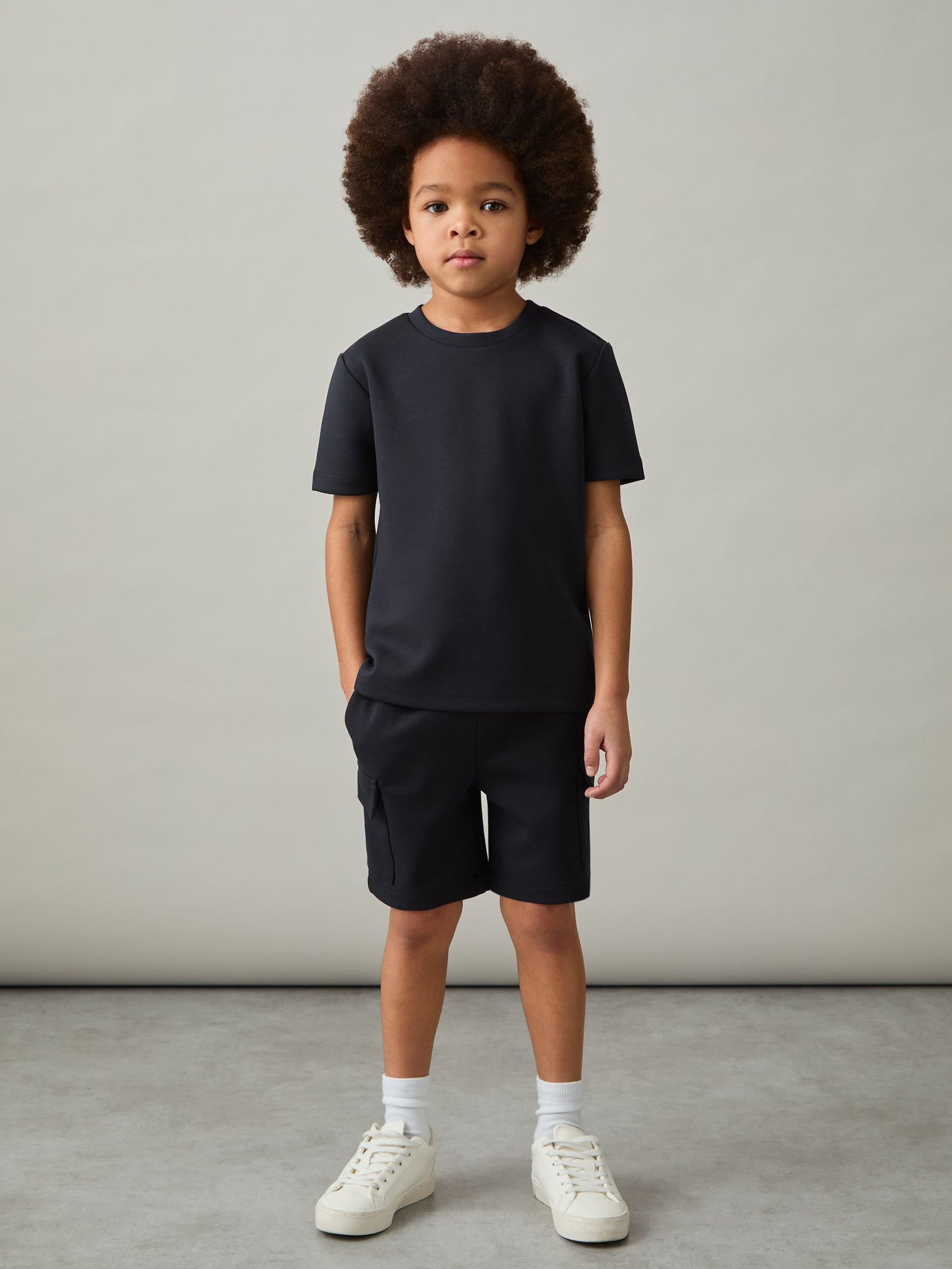Reiss Navy Bradley 3-9 yrs Premium Interlock Crew-Neck T-Shirt image 1