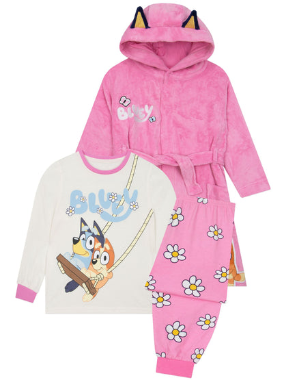 Character Pink Bluey & Bingo Pyjamas Dressing Gown Set - image 1