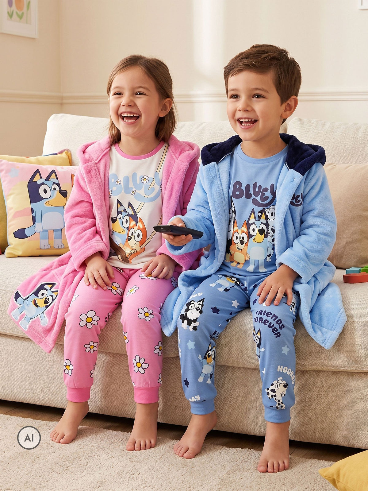 Character Pink Bluey & Bingo Pyjamas Dressing Gown Set - image 10