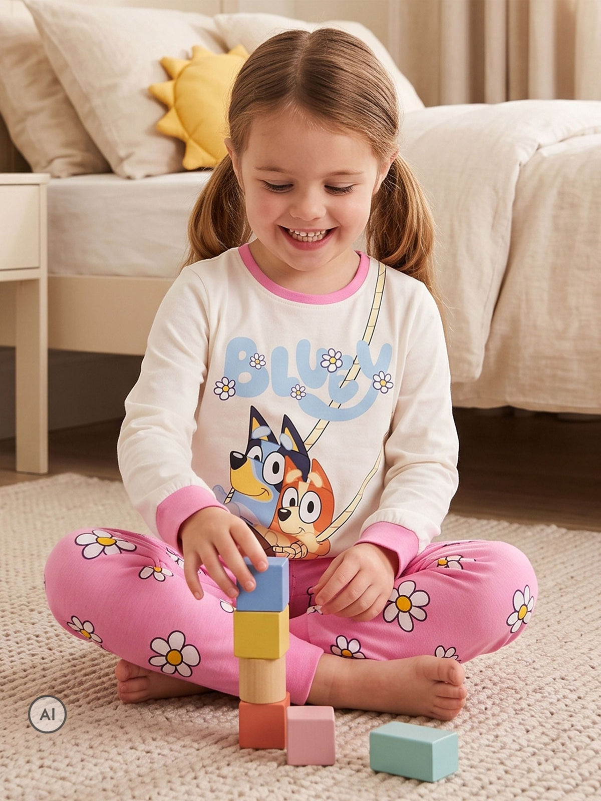 Character Pink Bluey & Bingo Pyjamas Dressing Gown Set - image 11