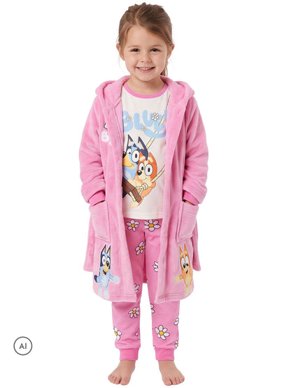 Character Pink Bluey & Bingo Pyjamas Dressing Gown Set - image 6
