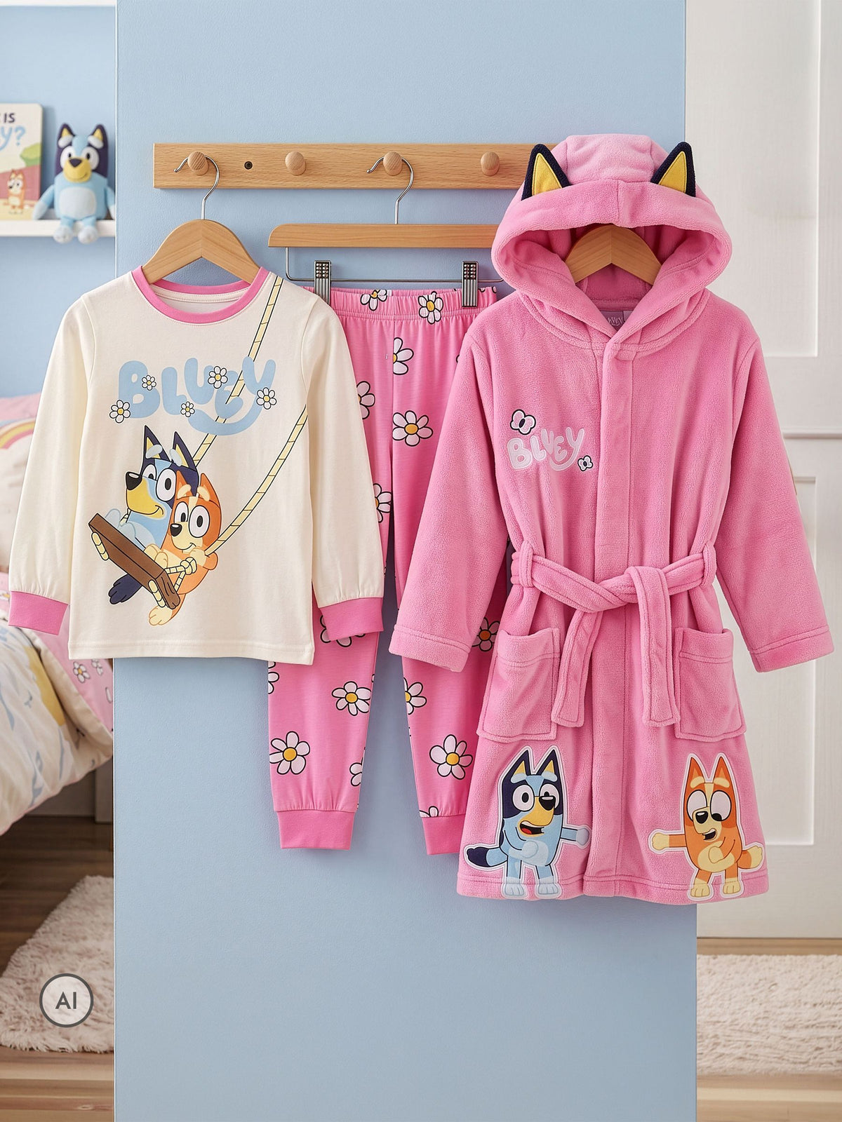 Character Pink Bluey & Bingo Pyjamas Dressing Gown Set - image 8