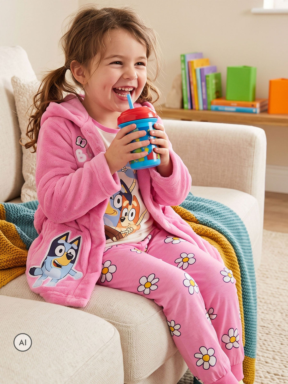 Character Pink Bluey & Bingo Pyjamas Dressing Gown Set - image 9