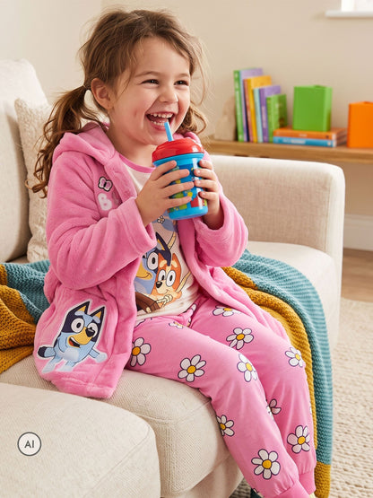 Character Pink Bluey & Bingo Pyjamas Dressing Gown Set - image 9