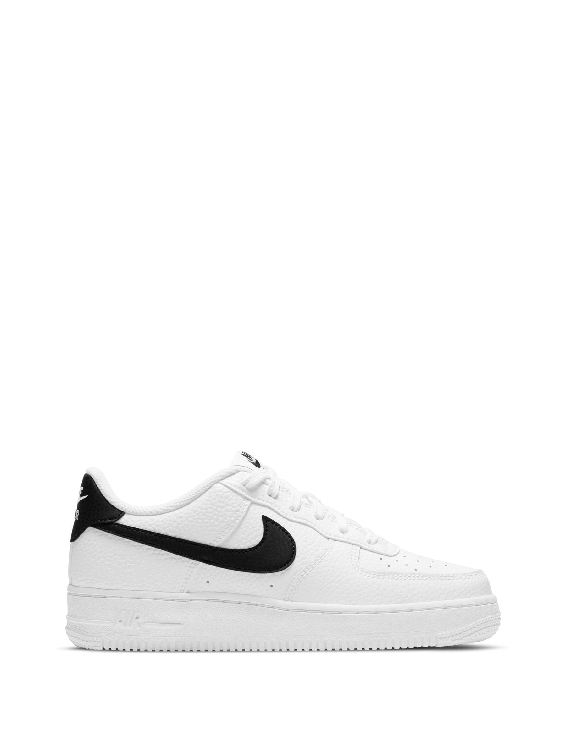 Nike White Black Youth Air Force 1 Trainers image 1