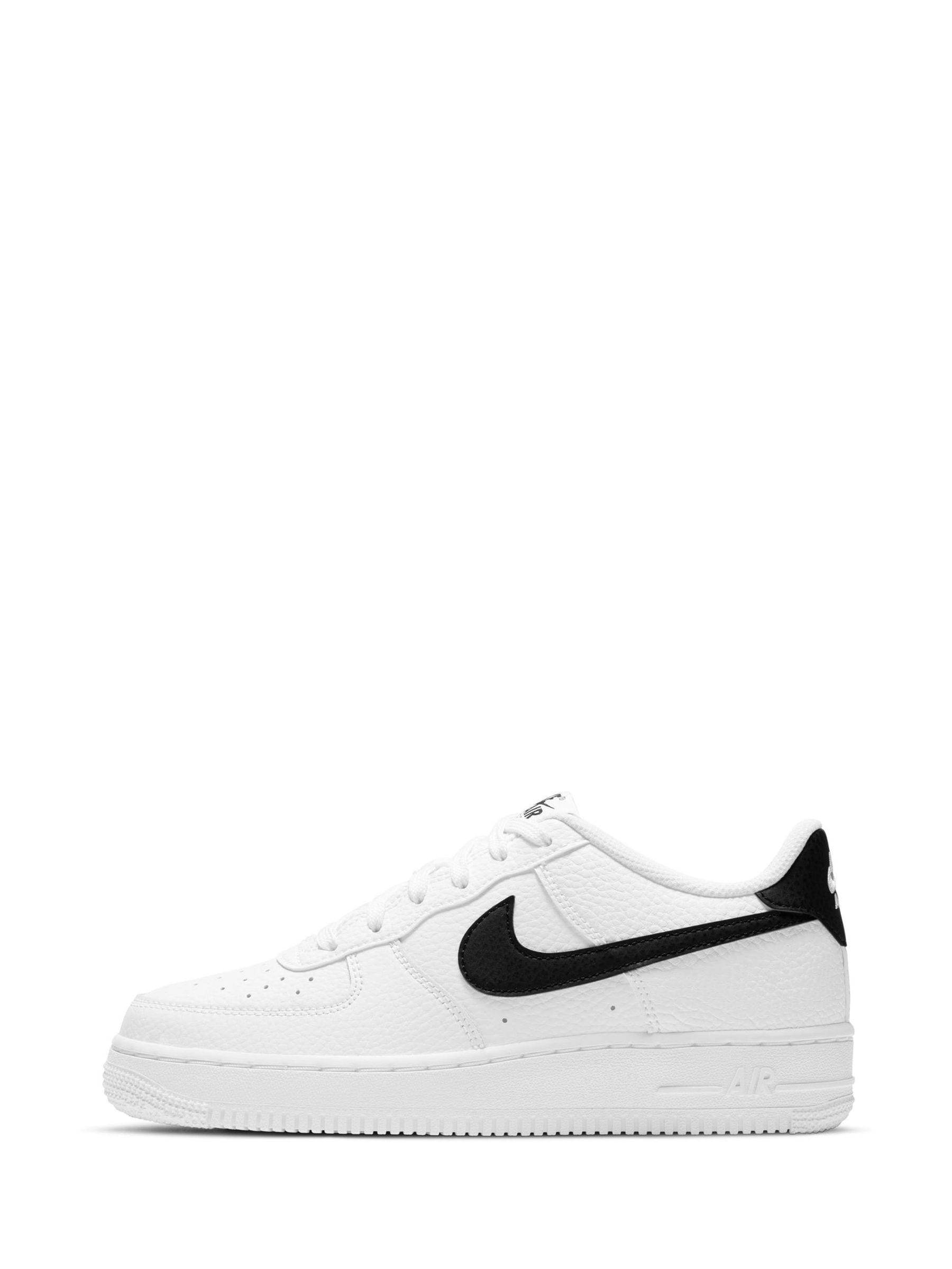 Nike White Black Youth Air Force 1 Trainers image 4