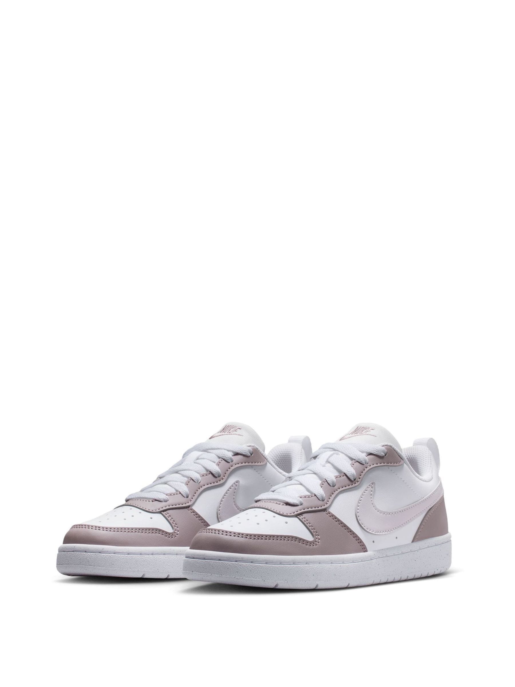 Nike White/Pink Plum Youth Court Borough Low Recraft Trainers image 3